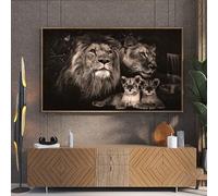 KAIDAARTLH León con corona Cuadro sobre lienzo - Cuadros León modernos - Ideal para la sala de estar o el dormitorio Póster de pared - sin marco(C,60x90cm)