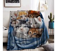 KAIDAARTLH Manta con Estampado de Gato, Manta de sofá de Viaje, Suave y cómoda de sofá, para otoño e Invierno (Gato-2, 150x200cm)