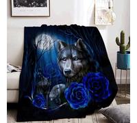 KAIDAARTLH Manta con Estampado de Lobo, Manta de sofá de Viaje, Suave y cómoda de sofá, para niñas, niños, Adultos (Lobo-1, 150x200cm)