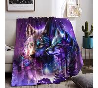 KAIDAARTLH Manta con Estampado de Lobo, Manta de sofá de Viaje, Suave y cómoda de sofá, para niñas, niños, Adultos (Lobo-2, 130x150cm)