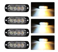 KaiDengZhe 4pcs Luces de Advertencia de Emergencia 4LED Ultrafinas Ámbar y Blanco Luces Estroboscópicas Intermitentes Peligrosas Universal Coche 12-24V Caravana Campista Motocicleta Furgoneta