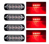 KaiDengZhe 4pcs Luces de Advertencia de Emergencia 4LED Ultrafinas Rojas Luces Estroboscópicas Intermitentes Peligrosas Universal Coche 12-24V Caravana Campista Motocicleta Furgoneta