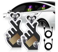 KaiDengZhe - Lámpara de ventana de coche con forma de corazón con energía solar USB LED en forma de corazón, modos conmutables, luz ambiental LED para coche romántico, decoración al aire libre (Blu 2