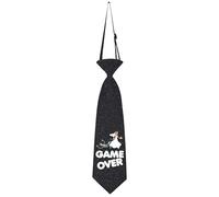 KAÏDENSÏ Adiós al Celibato Gadget - Corbata divertida Game Over 45 × 16 cm - Regalo futuro novio, Negro_celibato, Talla única