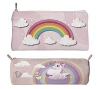 KAÏDENSÏ Estuche escolar Unicornio niña Original - Portápices para niña escuela primaria original - 2 lápices para escuela media de escritorio, Rosa, Unicornio Arco Iris Bundle