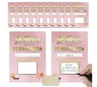 KAÏDENSÏ Lotería de la Pensionada Rascable - Juego de 8 tarjetas A6 rosa con detalles dorados - Juego de pensión personalizable con zona rascable para dedicaciones y recuerdos