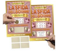 KAÏDENSÏ Rasca y Descubre El Desafío Mujer 80 Años - 2 Folletos A5 Personalizables con Etiquetas Rastables - Diseño Rosa y Oro - Juego Fiesta Cumpleaños, Sorpresa Original