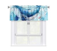 Kaifanee 1 panel de cortina corta de 54 x 18 pulgadas, diseño de delfín marino, océano, fantasía, azul, mundo subacuático, cortinas para cocina, baño, lavandería