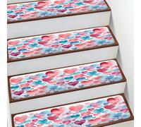 Kaifanee Alfombra antideslizante para escaleras, acuarela abstracta azul rosa corazón amor 7.8 x 30 pulgadas alfombra interior alfombra de goma alfombras de seguridad para mascotas, niños y ancianos