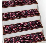 Kaifanee Alfombra antideslizante para escaleras, Día de San Valentín, elemento de amor rojo de 7.8 x 30 pulgadas, alfombras de goma de seguridad para mascotas, niños y ancianos