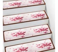 Kaifanee Alfombra antideslizante para escaleras, día de San Valentín, globos rosados de amor de 7.8 x 30 pulgadas, alfombras de goma de seguridad para mascotas, niños y ancianos