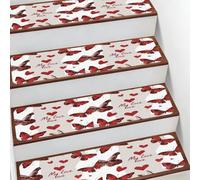 Kaifanee Alfombra antideslizante para escaleras, diseño de mariposas rojas y corazones de amor de 7.8 x 30 pulgadas, alfombras de goma de seguridad para mascotas, niños y ancianos