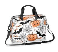 Kaifanee Bolsa para laptop de 16 pulgadas, bolsa de hombro para laptop o tablet, Halloween, fantasma, murciélago, terror, calabaza, telaraña, maletín de negocios, regalos para hombres y mujeres