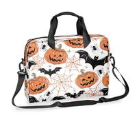 Kaifanee Bolsa para laptop de 16 pulgadas, bolsa de hombro para laptop o tableta, maletín de negocios con patrón de calabaza, araña, murciélago, regalos para hombres y mujeres