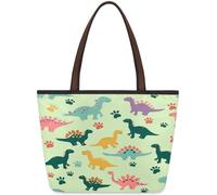 Kaifanee Bolso de lona plegable de gran capacidad para mujer | Bolsa de hombro reutilizable para niños, diseño de dinosaurio, dinosaurio, animales de dibujos animados, para uso diario