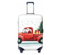 Kaifanee Funda elástica para equipaje de viaje, protector de maleta, con estampado de vaca negra y blanca, antiarañazos, se adapta a equipaje de 23 a 26 pulgadas, Red Truck Holidays Trees White Snow,