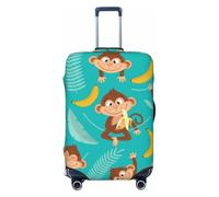 Kaifanee Funda elástica para equipaje de viaje, protector de maleta, dinosaurio, palma, botánico, tropical, antiarañazos, se adapta a equipaje de 18 a 32 pulgadas, Lovely Monkey Banana, M(23"-26"