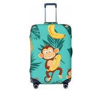 Kaifanee Funda elástica para equipaje de viaje, protector de maleta, dinosaurio, palma, botánico, tropical, antiarañazos, se adapta a equipaje de 18 a 32 pulgadas, Monkey Banana, L(27"-30" Suitcase)