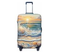 Kaifanee Funda elástica para equipaje de viaje, protector de maleta, paisaje blanco y negro de montañas y ríos, antiarañazos, se adapta a equipaje de 18 a 22 pulgadas, Beach Waves Crashing Pearl