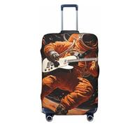 Kaifanee Funda elástica para equipaje de viaje, protector de maleta, pintura al óleo de bambú, antiarañazos, se adapta a equipaje de 23 a 26 pulgadas, Violín astronauta amarillo, M(23"-26" Suitcase)