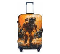 Kaifanee Funda elástica para equipaje de viaje, protector de maleta, pintura al óleo de bambú, antiarañazos, se adapta a equipaje de 23 a 26 pulgadas, Astronauta Luna Amarillo, M(23"-26" Suitcase)