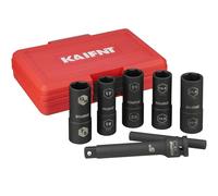 KAIFNT K231 - Juego de llaves de vaso de impacto de pared extrafinas y barra de impacto con tamaños medios, llaves de tuerca, accionamiento de 1/2 pulgada, 7 piezas