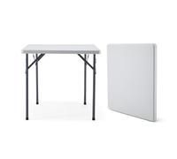 KAIHAOWIN Mesa de Comedor Plegable 80x80cm Mesa Cuadrada de Jardín Mesa de Rastro Blanca Resistente a la Intemperie para Jardín Barbacoa Fiesta Cocina