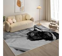 KaiHeBeding Alfombra Salon para Sala de Estar, Alfombras Antideslizantes para Dormitorio, Lavable a MáQuina, Bulldog FrancéS Alfombras de Pelo Corto, FáCil de Limpiar Alfombra Cocina, 160x230cm Negro