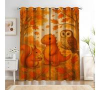 KaiHeBeding Cortinas Salon Dinosaurio, 140x260cm 2 Piezas - Cortinas Dormitorio Opacas Búho Ardilla del Siglo Ventana Decoracion Habitacion, con Ojales, Blackout Curtains