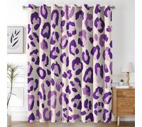 KaiHeBeding Cortinas Salon Estampado de Leopardo Morado, 140x200 cm 2 Piezas - Cortinas Dormitorio Opacas Arte Abstracto Ventana Decoracion Habitacion, con Ojales, Blackout Curtains