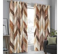KaiHeBeding Cortinas Salon Geometría en Espiga, Cortina Retro Sencillo para Dormitorio Decoracion Habitacion, Cortinas Termicas Blackout 75An X 166Al cm 2 Paneles