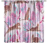 KaiHeBeding Cortinas Salon Guepardos y Hojas Tropicales, Cortina Abstracción Moderna para Dormitorio Decoracion Habitacion, Cortinas Termicas Blackout 110An X 215Al cm 2 Paneles