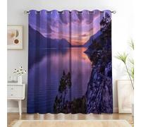 KaiHeBeding Cortinas Salon Paisaje, 140x200cm 2 Piezas - Cortinas Dormitorio Opacas Cielo Rosa púrpura del Siglo Ventana Decoracion Habitacion, con Ojales, Blackout Curtains