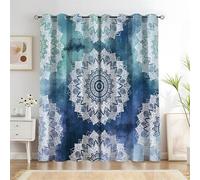 KaiHeBeding Cortinas Salon Patrón de Mandala, Cortina Patrones geométricos para Dormitorio Decoracion Habitacion, Cortinas Termicas Blackout 140An X 160Al cm 2 Paneles