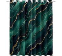 KaiHeBeding Cortinas Salon Patrón geométrico Dorado, 140x260 cm 2 Piezas - Cortinas Dormitorio Opacas Texturas en Verde Intenso Ventana Decoracion Habitacion, con Ojales, Blackout Curtains