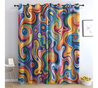 KaiHeBeding Cortinas Salon Patrón psicodélico Colorido, 140x260 cm 2 Piezas - Cortinas Dormitorio Opacas Arte Abstracto Ventana Decoracion Habitacion, con Ojales, Blackout Curtains