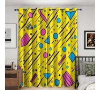 KaiHeBeding Cortinas Salon Patrones Geométricos, Cortina Estilo Pop Retro para Dormitorio Decoracion Habitacion, Cortinas Termicas Blackout 91.5An X 214Al cm 2 Paneles