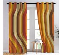 KaiHeBeding Cortinas Salon Retro años 70, 140x260 cm 2 Piezas - Cortinas Dormitorio Opacas Rayas Naranjas Ventana Decoracion Habitacion, con Ojales, Blackout Curtains