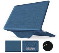 KAIJIAbox Funda compatible con MacBook Air de 15 pulgadas M4 M3 M2 2025 2024 2023, soporte plegable y alfombrilla de ratón/bolsa, carcasa rígida de plástico, funda protectora de tela tejida para