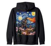 Kaiju Monster Van Gogh Starry Night Japanese Vintage Art Sudadera con Capucha