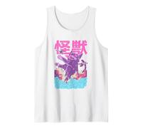 Kaiju, Vintage Japonés Anime Monstruo Gato Pastel Camiseta sin Mangas