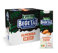 KAIKU BEGETAL - Bebida de Almendra Pack 6 x 1 L, 100% Vegetal, Sin Azúcares Añadidos, Vegana y Sin Gluten, Baja en Calorías, Sabor Suave, Alternativa a la Leche, Ideal para Café, Cereales y Recetas