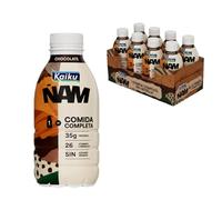 KAIKU ÑAM - Chocolate Pack 8 x 500 ml, Sabor Chocolate, Bebida Lista para Tomar, 35 g de Proteína, 26 Vitaminas y Minerales, sin Azúcares Añadidos, sin Gluten, Bajo en Grasas, Comida Completa