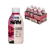 KAIKU ÑAM - Frutos Rojos Pack 8 x 500 ml, Sabor Afrutado, Bebida Lista para Tomar, 35 g de Proteína, 26 Vitaminas y Minerales, sin Azúcares Añadidos, sin Gluten, Bajo en Grasas, Comida Completa