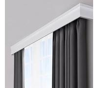 kaileFURN 3-in-1 Double Curtain Tracks Curtain Pelmet, Window Curtain Pelmet Box Curtain Rail Curtain Track System, Metal Curtain Rod and Decorative Valance Drapes Rod(Size:300cm/118.1in/9.8ft)
