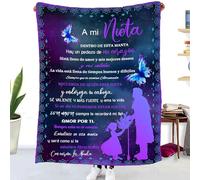 kaileFURN Manta Personalizada para Mi Nieta De Abuela, Bendición Española, Súper Suave, Invierno, 150 * 220CM, Morado