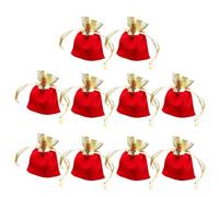 KAILIKETIY 10 Bolsas de Joyería Rojas Cordón Dorado Reutilizables de Tela, Elegantes y Fáciles de Reconocer para Regalos en Iglesias y Negocios