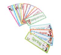 KAILIKETIY 16 Piezas Tarjetas Educativas Inglés para Aprendizaje Mensual y Estacional Herramienta Visual para Jardín de Infancia y Decoración de Aula Refuerza Habilidades Lingüísticas