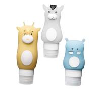 KAILIKETIY 3piezas Botellas De Viaje Reutilizables Para Cosméticos Set Silicona Diseño De Animales Contenedores De Loción Para Champú y Cuidado Fugas Prueba Para Exterior