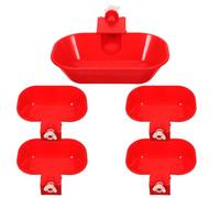 KAILIKETIY 5 Bebederos Automáticos para Aves de Corral, Tazones Grandes de PP Resistentes, Color Rojo, Kit para Gallinas, Patos y Gansos, Sistema Antigoteo Adecuado para Granjas y Crianza